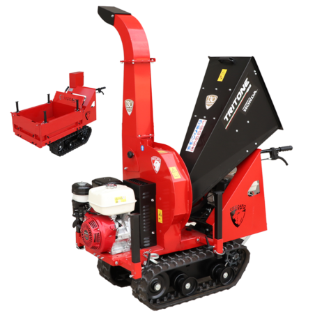 Biohäcksler mit Raupenantrieb und Motorschubkarre Ceccato Tritone BIG CINGO